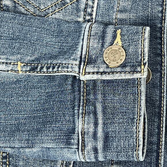 Riders by Lee Trucker Jean Jacket Womens Small Faded Stretch Denim Grunge School - Picture 10 of 11